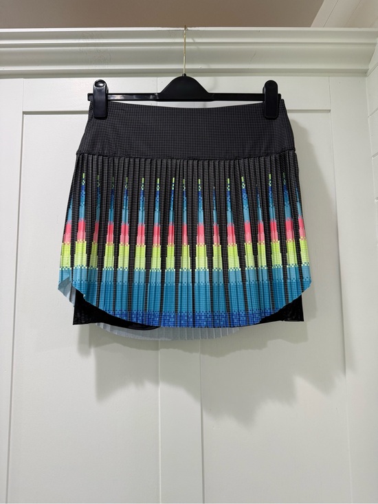 Lucky in Love Dresses & Skirts - Lucky in Love Black Pleated Skirt with‎ Blue, Neon Yellow & Pink Stripes